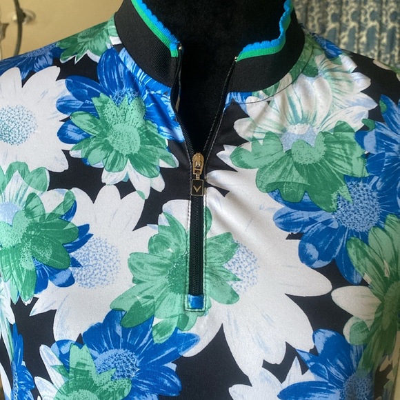 Callaway Floral Sleeveless Zip Golf Polo - Picture 3 of 8